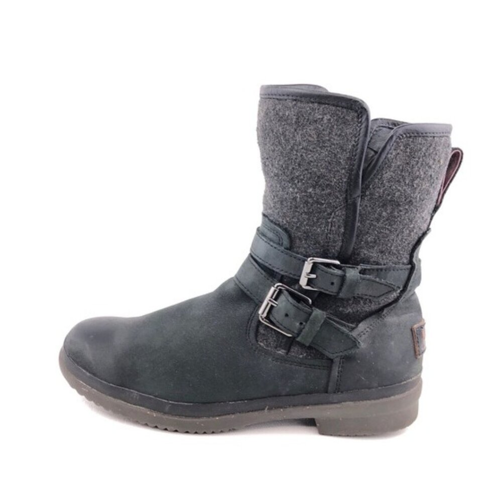 UGG Simmens Waterproof Black Leather Winter Boots 7